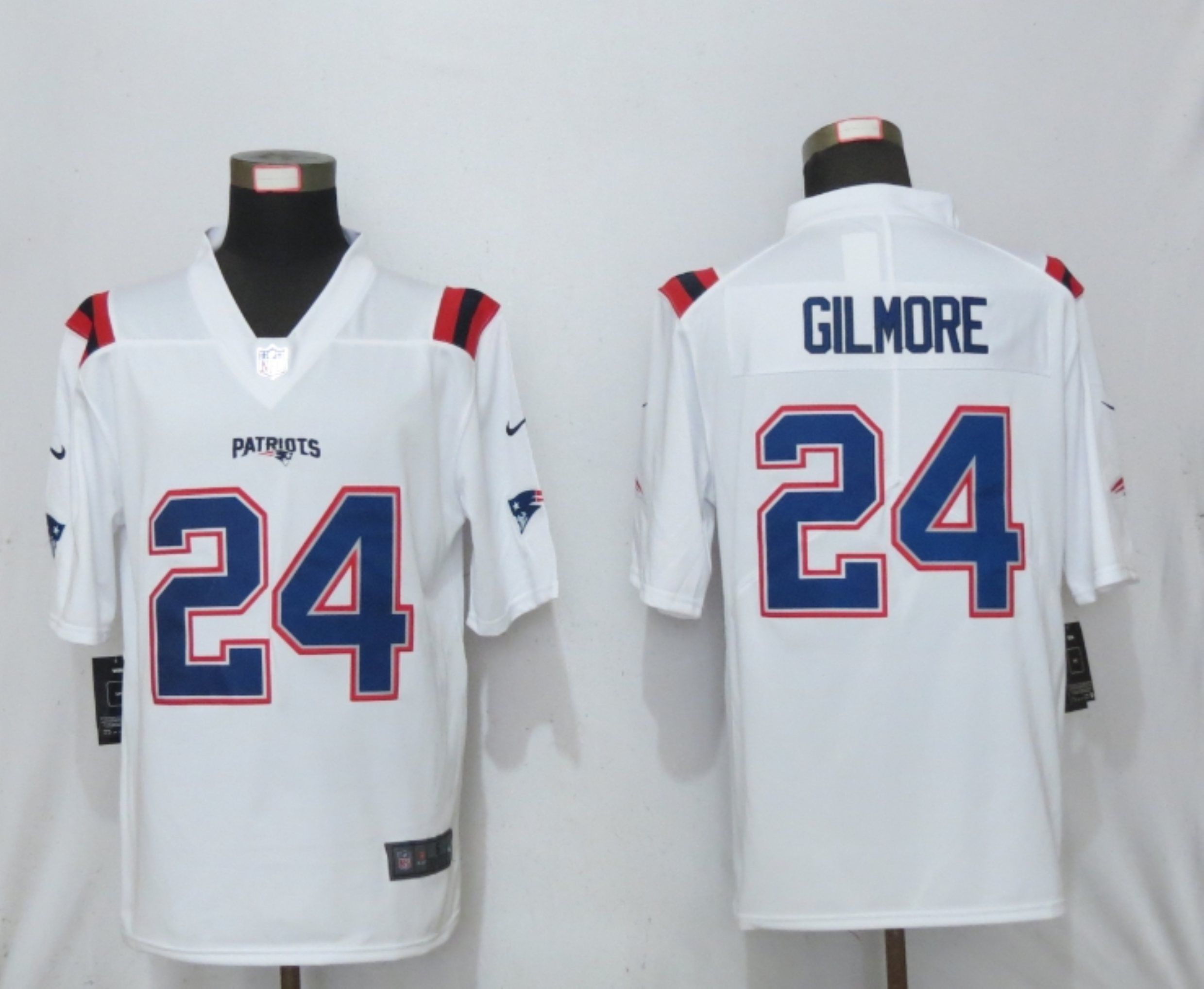Men New England Patriots 24 Gilmore Nike White Game NFL Jersey
